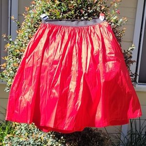 Bright red long skirt